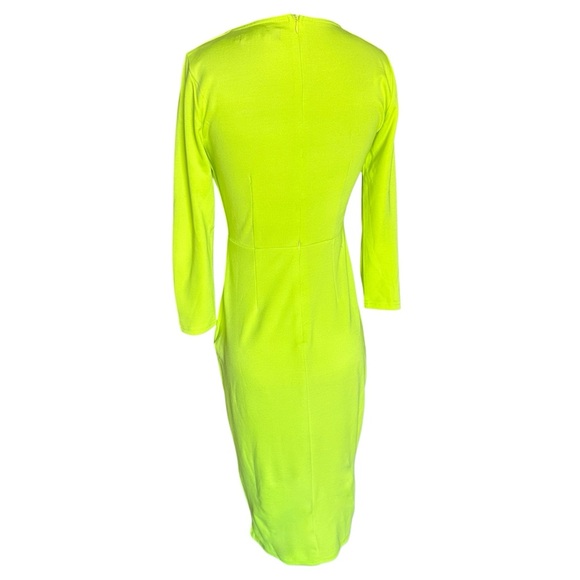 Sexy Stretchy Party Club Dancer Lime Green Dress Summer Miami Bodycon Size 10 - Picture 2 of 3